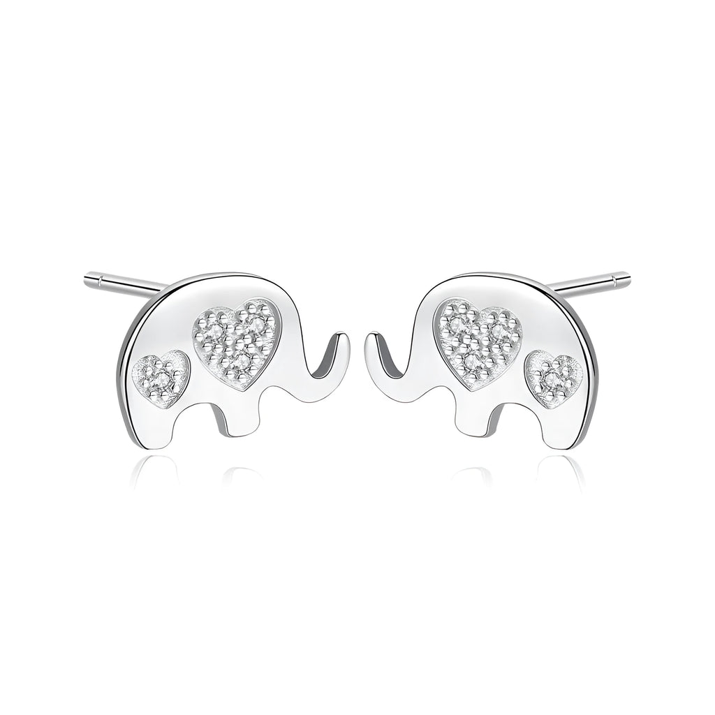 Geometric Korean silver earrings with gemstone settings measuring 0.6cm by 0.9cm