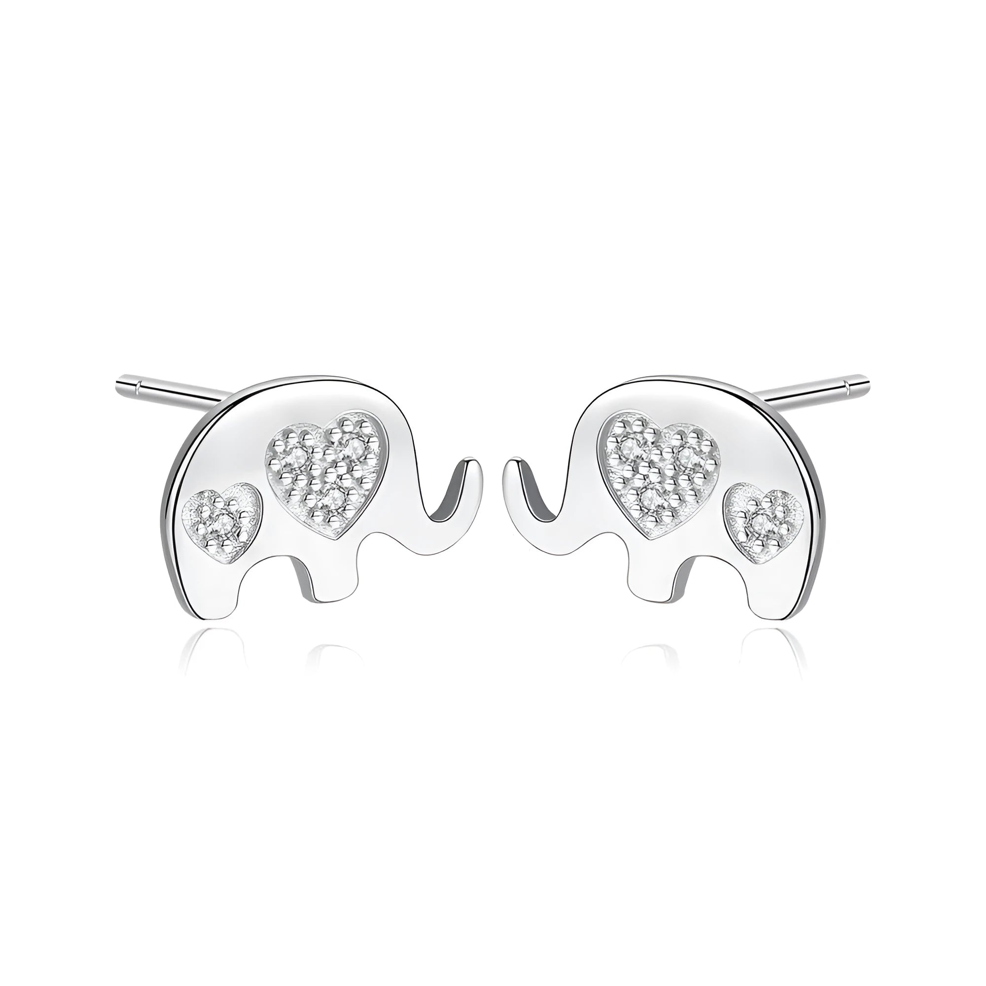 Geometric Korean silver earrings with gemstone settings measuring 0.6cm by 0.9cm