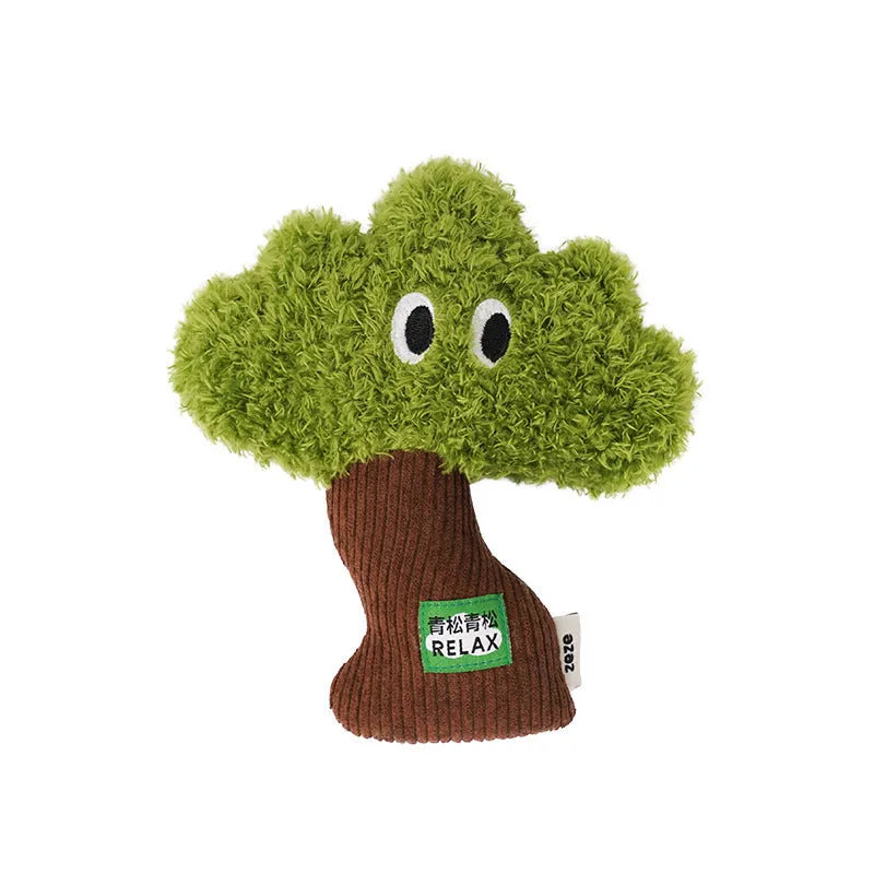 Pine tree shaped mint-scented fabric cat toy pendant in three sizes L, M, S