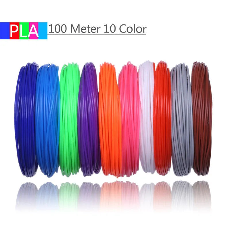 3D printing pen filament set with 20 colours of ABS and PLA strip in neutral self-sealing bag