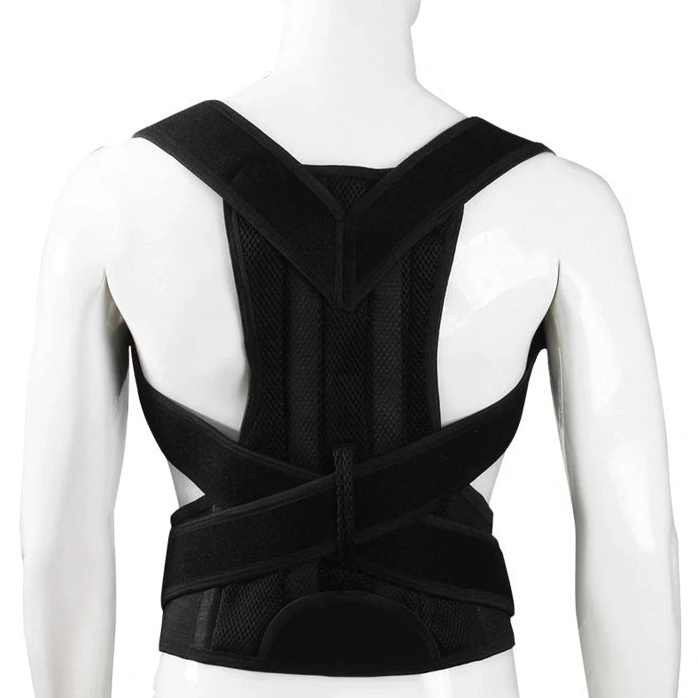 Anti-humpback posture correction belt with adjustable shoulder straps and wide waistband for spinal support