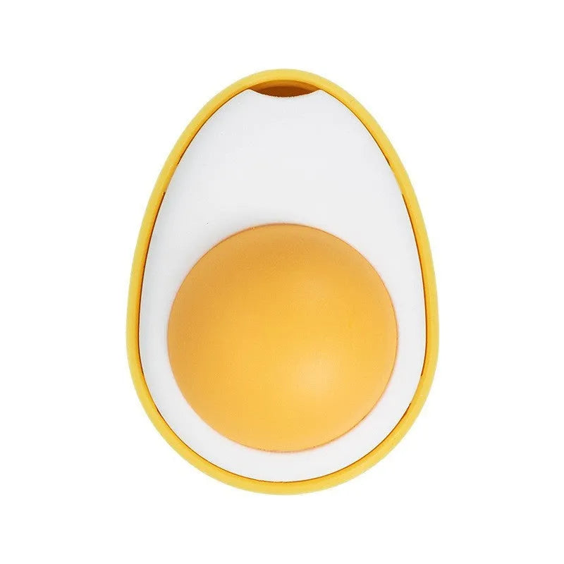 Interactive catnip ball toy for cats in fried egg and poached egg shapes with wall mount feature