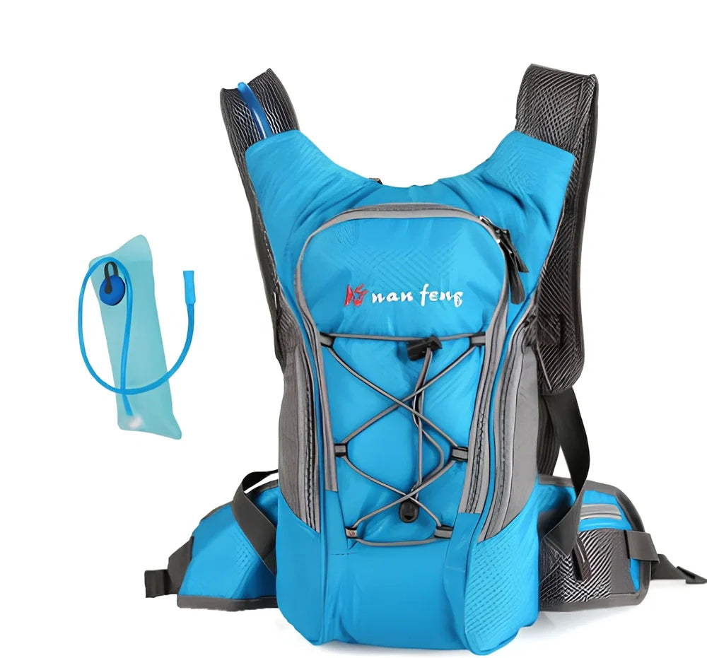 Black 10L polyester outdoor backpack 11x24x45cm for cycling hiking with 2-5L water bag space