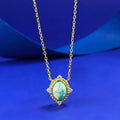 925 silver opal necklace pendant with oval stone, vintage electroplated finish, and regular chain