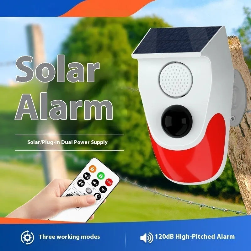 Solar infrared alarm animal drive warning indicator with wireless detection and remote control