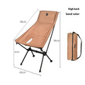 Lightweight aluminium alloy foldable outdoor moon chair in Army Green Oxford cloth