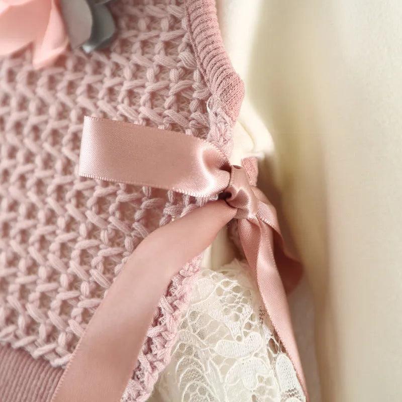 Baby girl bow corduroy dress in cotton fabric, available in multiple colours and sizes 70-100cm