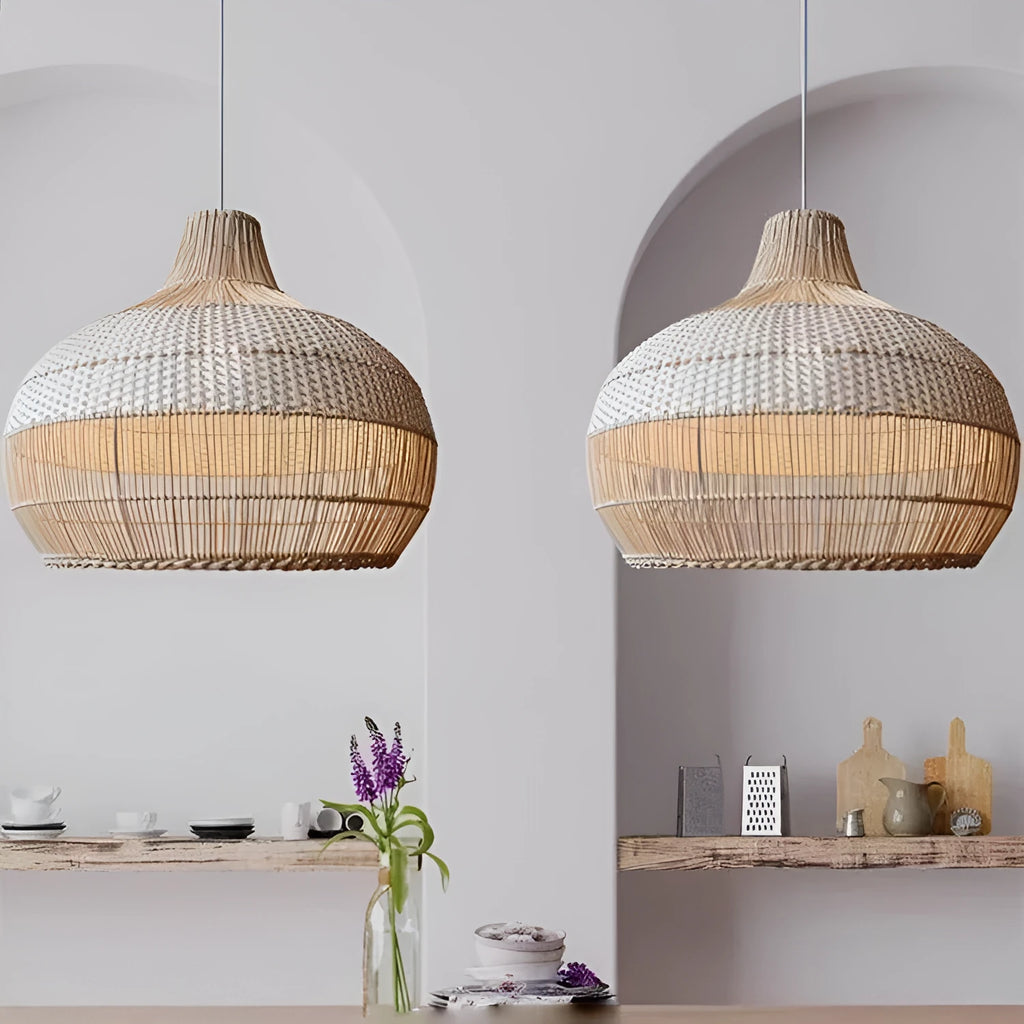 Rattan woven chandelier with a 60cm diameter in a pastoral Southeast Asian style, a ceiling light for living rooms.