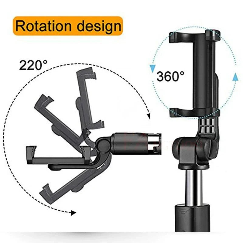 Versatile Bluetooth Selfie Stick for Apple Devices with Adjustable Telescopic Arm and Sturdy Triangular Bracket