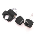 Universal helmet lock model 0007-A in black plastic for 22mm leading handlebars with locking rod device