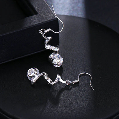 Purple Zircon Spiral Ear Hook Earrings for Women - Geometric Design