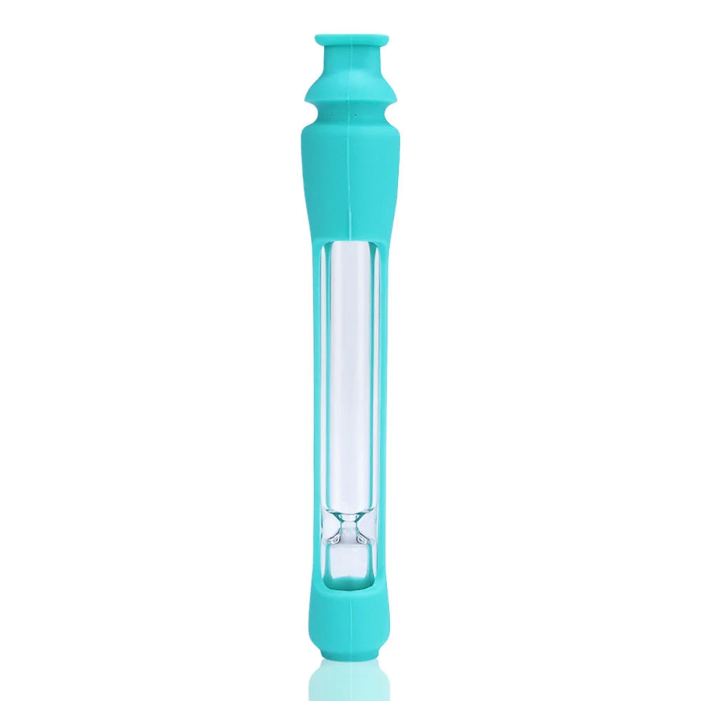 Modern portable glass pipe with silicone features in various colours