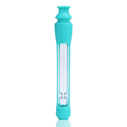 Modern portable glass pipe with silicone features in various colours