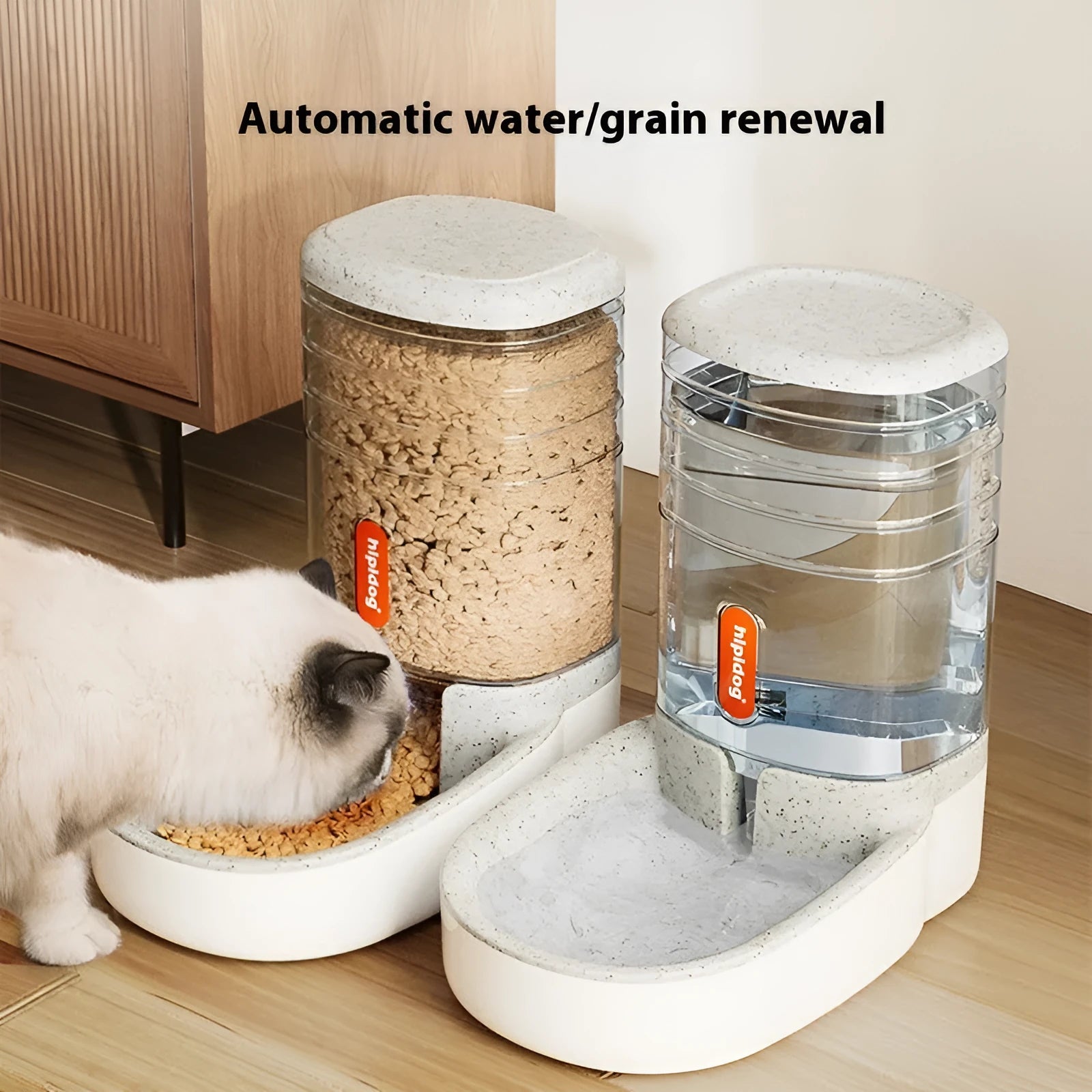 Automatic pet drinker and feeder with 3.8-litre capacity in blue colour option