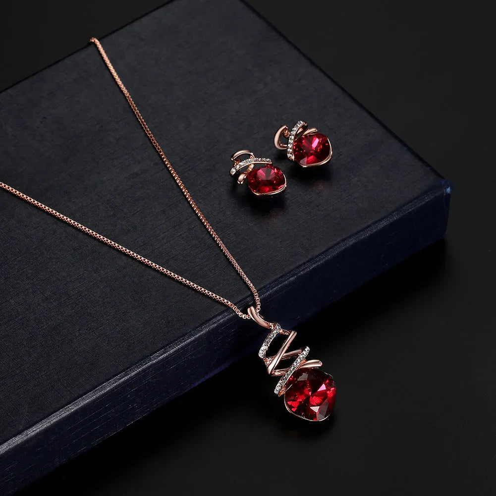 Alloy bridal jewellery set with necklace and matching earrings on a water wave chain.