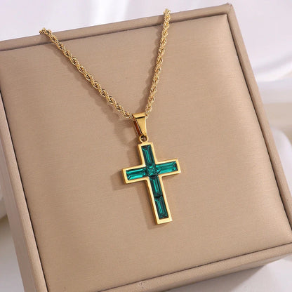 European and American style diamond cross necklace with no colour fading