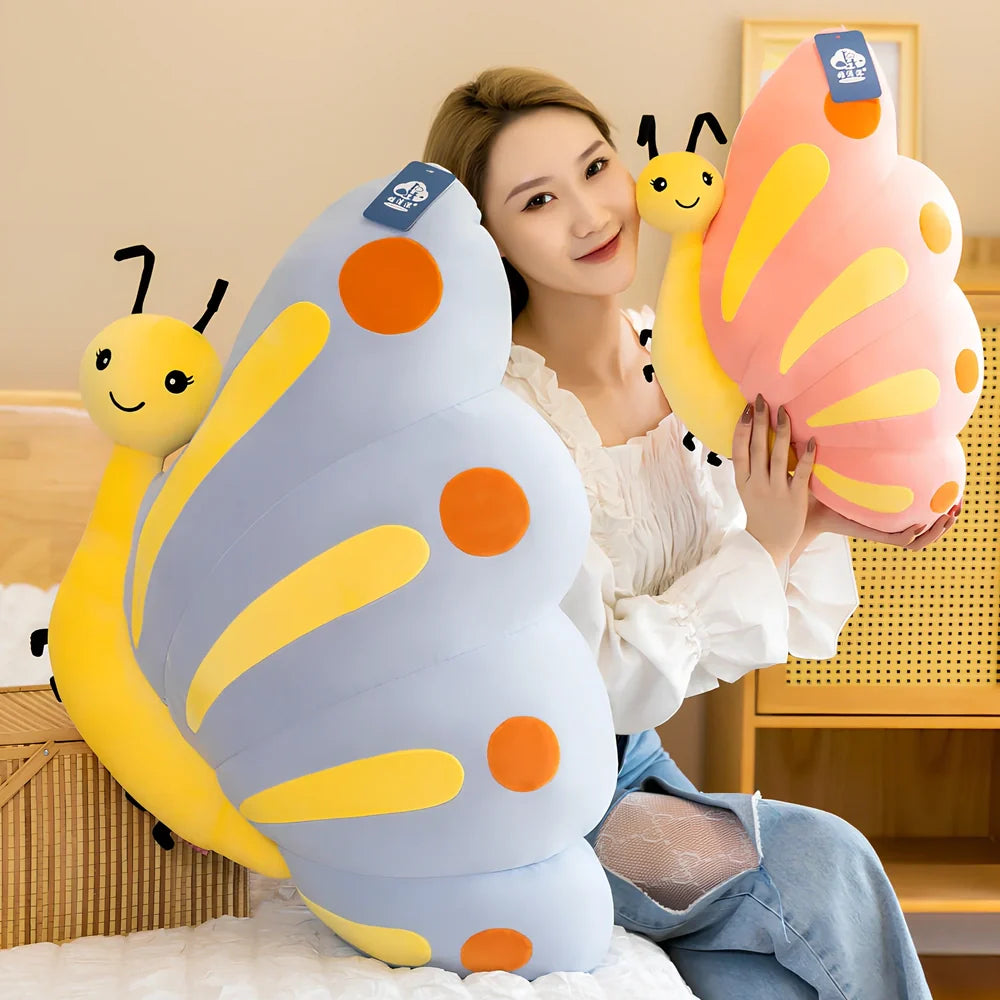 Blue or pink butterfly plush toy, 50cm height with down cotton filling for children's play