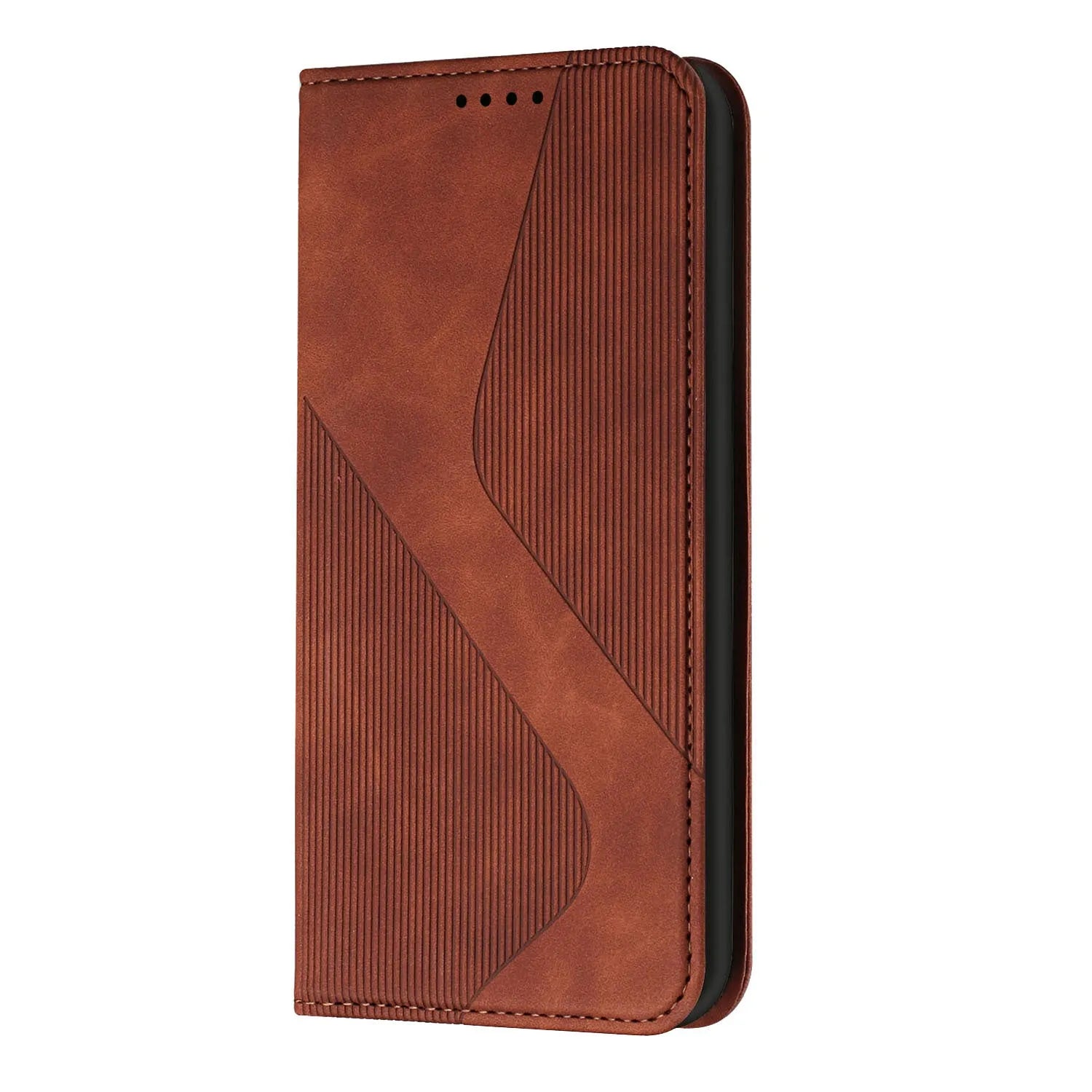 Three-slot strong magnetic suction flip card leather phone case for Apple iPhones, available in multiple colours, hot-pressed leather finish
