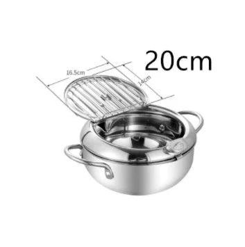 Stainless steel folding frying basket with thermometer for perfect frying
