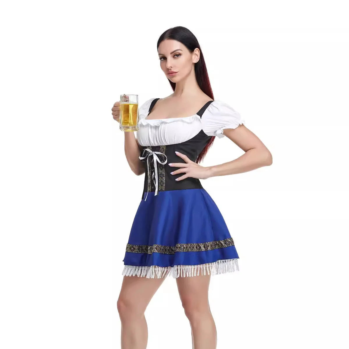 Halloween Maid Uniform Barmaid Dress in classic design with ribbon accessory