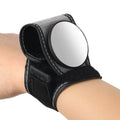 Black nylon bicycle rear-view mirror showing wrist mounting and adjustable viewing mechanism