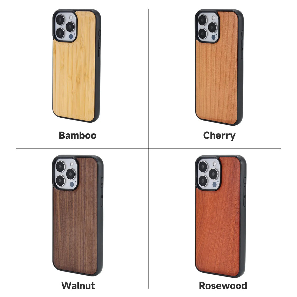 Walnut solid wood drop-resistant magnetic phone case for iPhone 14 15 13 series