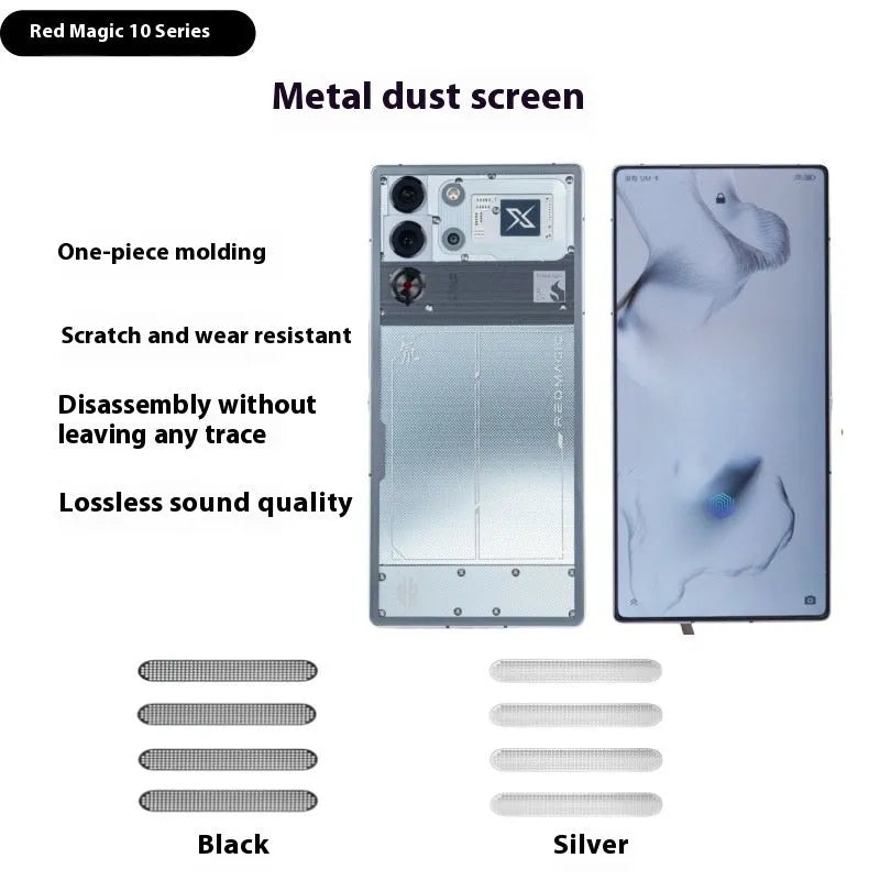 RED MAGIC metal dustproof net 4-pack black and silver for multiple phone models