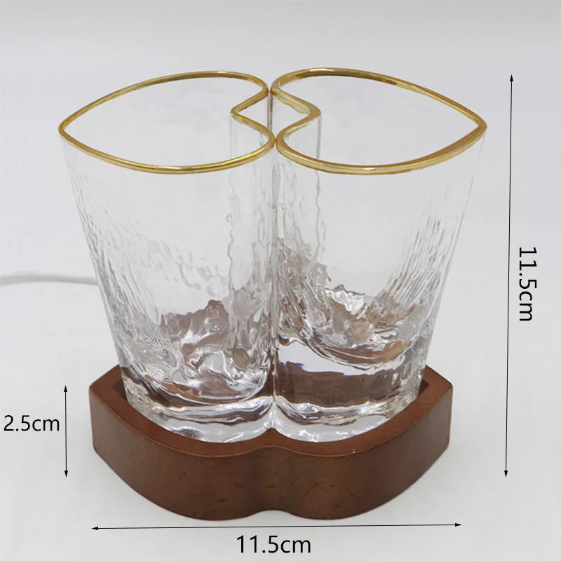 Crystal glass and beech wood aromatherapy night lamp 11.5cm high transparent USB powered home desktop decoration