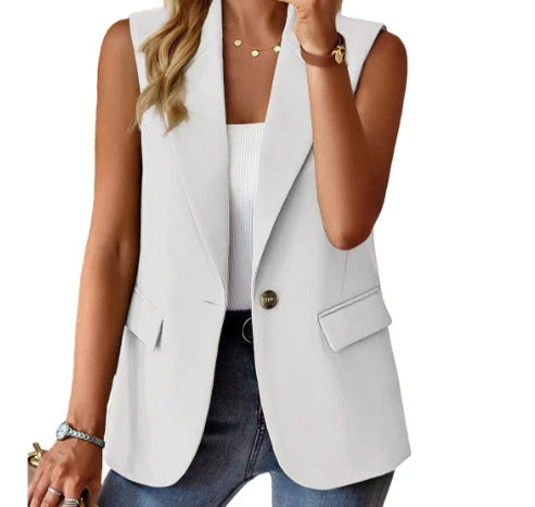 Women's loose fit sleeveless suit vest in various colours