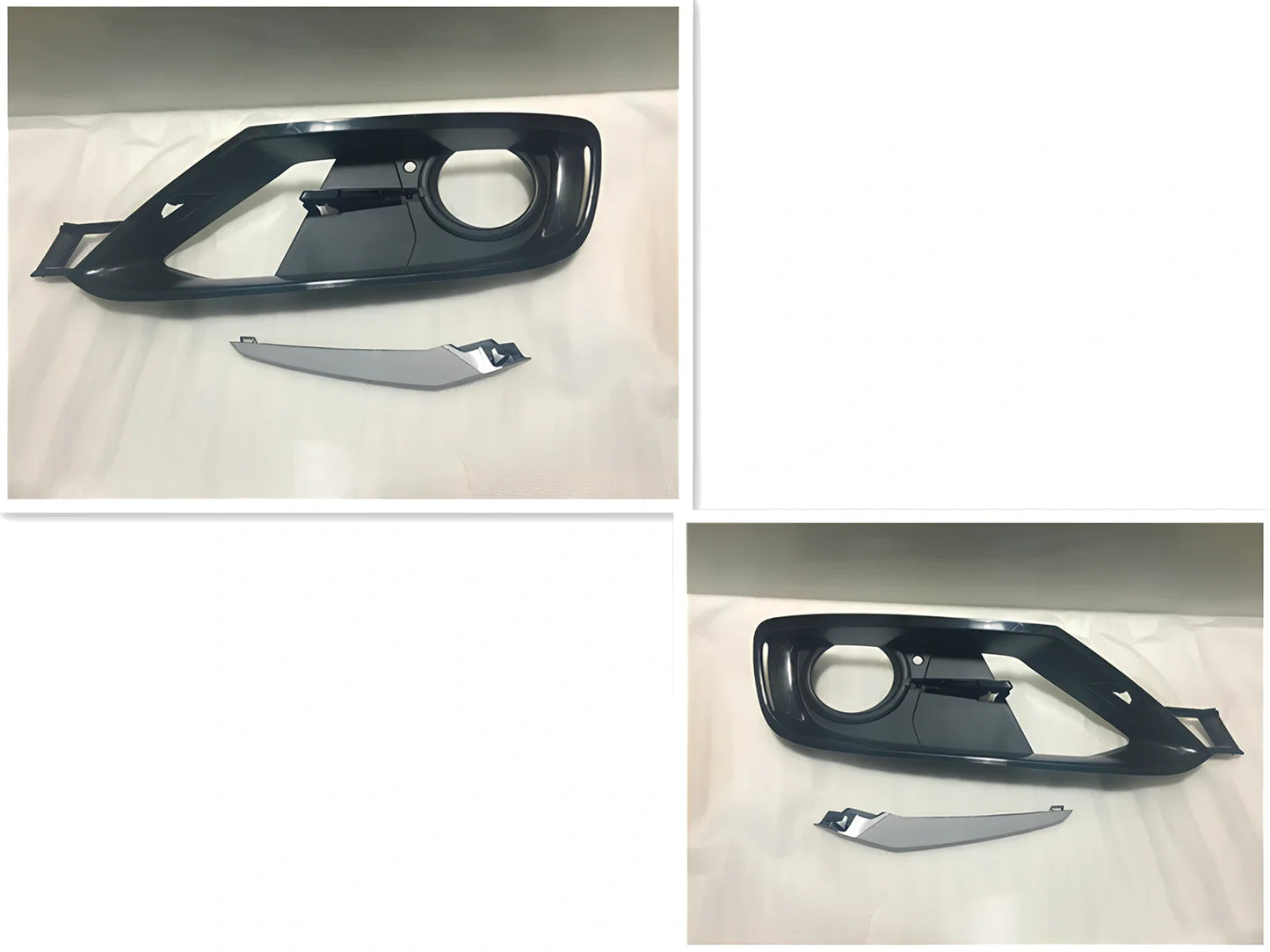 BMW 3 Series F30 black ABS front bumper ventilation grille with left right fog lamp covers and trims, 18cm wide enclosed design