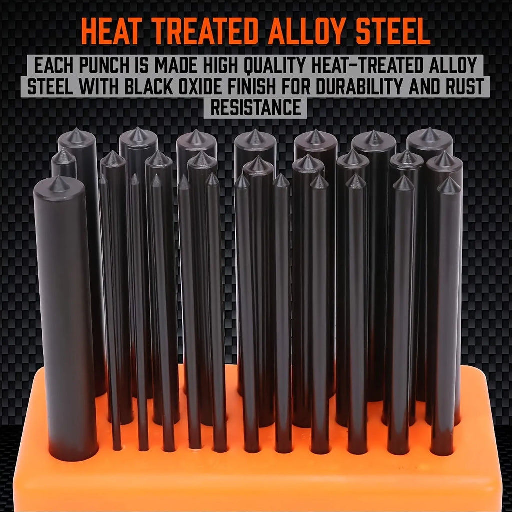 Orange plastic handle punch needle tool with metal head for textile crafting