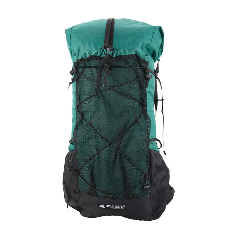 Green 40+16 litre waterproof hiking backpack with DURAFLEX buckle, 210D nylon, dimensions 80x30x22 cm