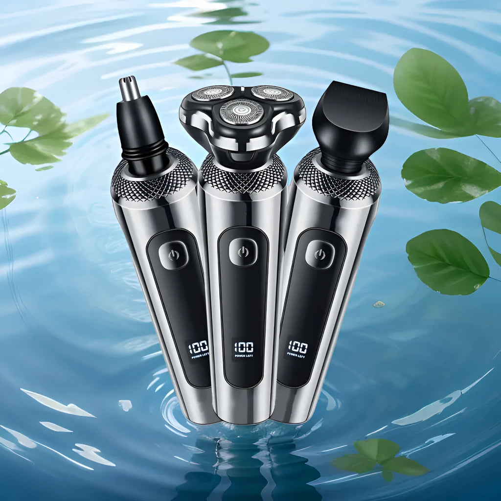 Digital USB rechargeable beard scraper shaver with LED display in five-in-one colour