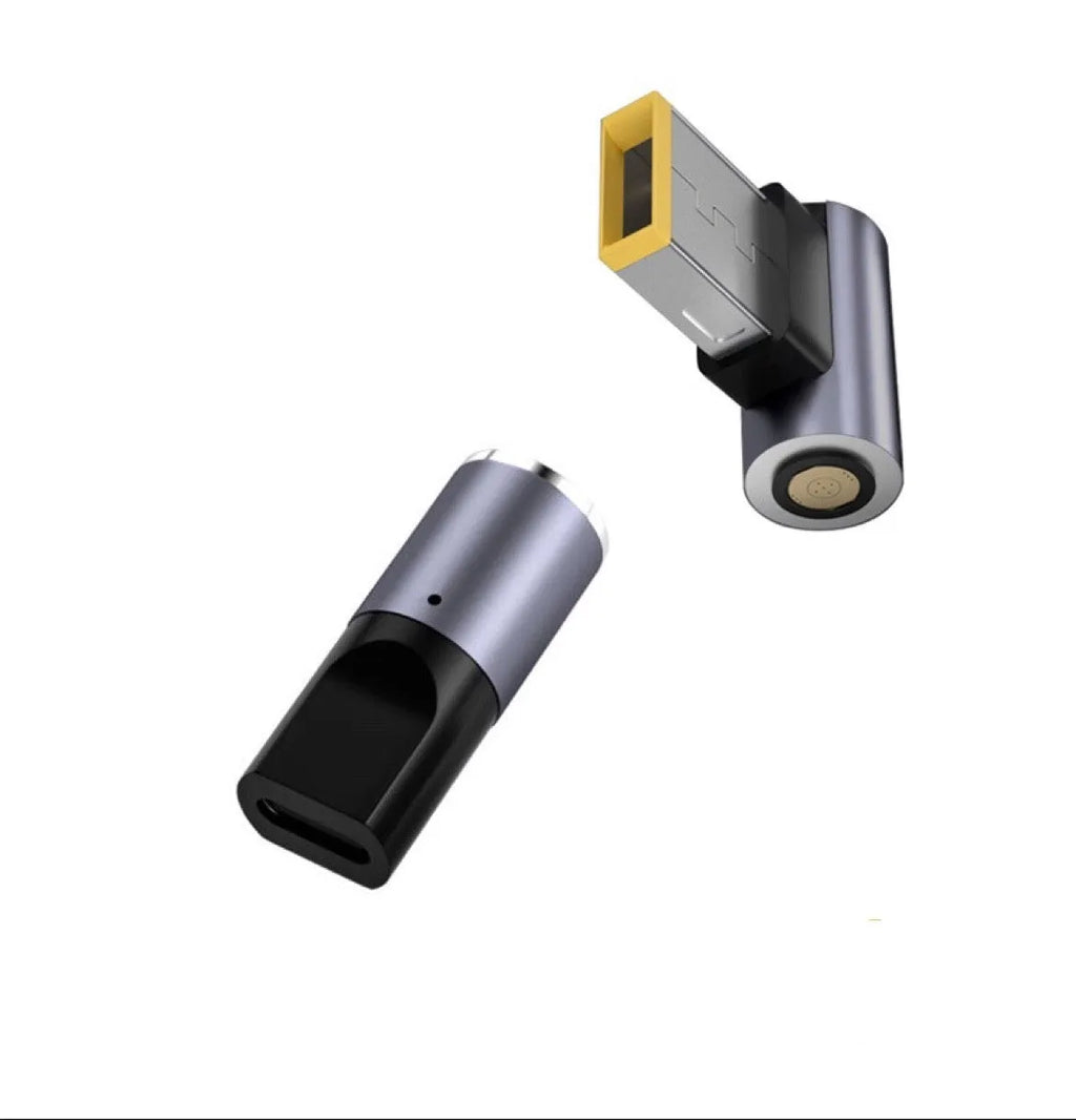 Lenovo 1.8m magnetic charging cable with Type-C to square port connectors showing magnetic connection mechanism