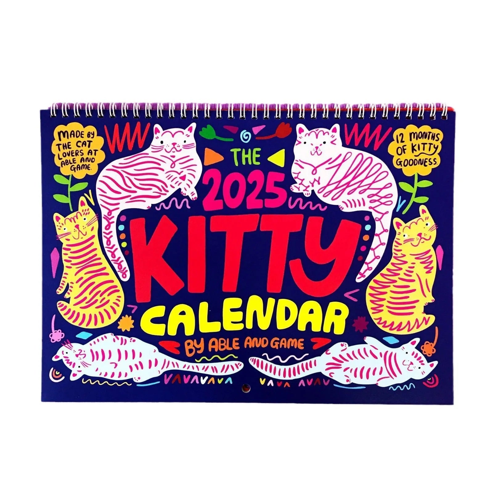 A3 size cat-themed wall calendar for 2024 or 2025 year planning.