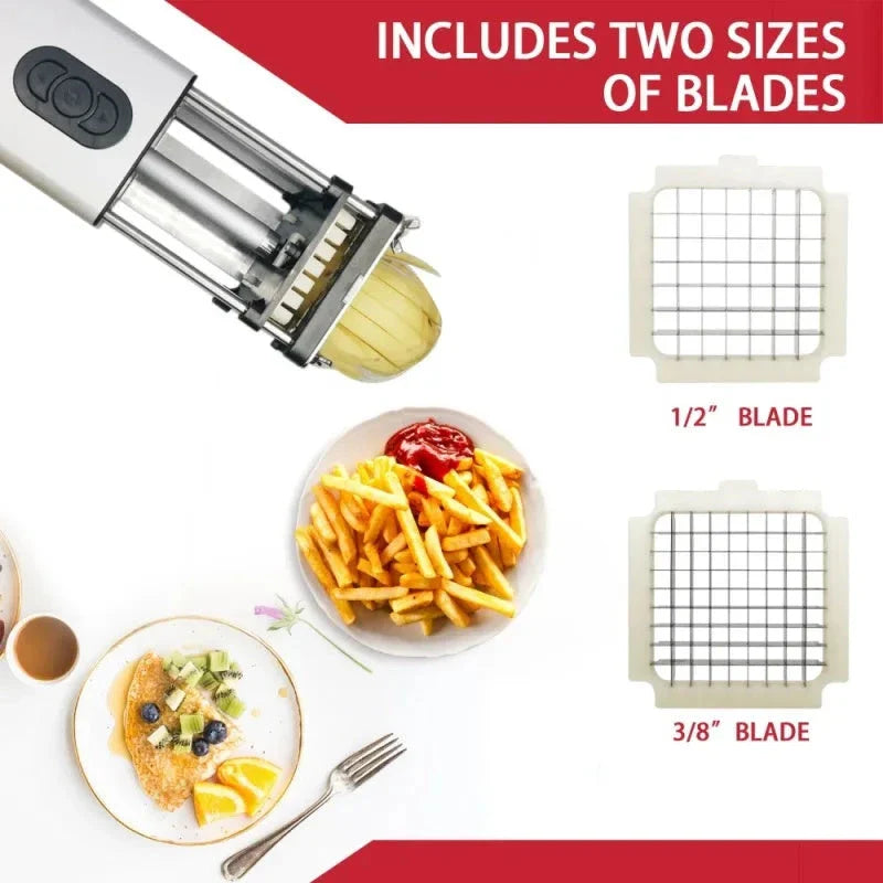 Electric French Fry Cutter with Stainless Steel Blades for Cutting Potatoes, Carrots, and Other Vegetables