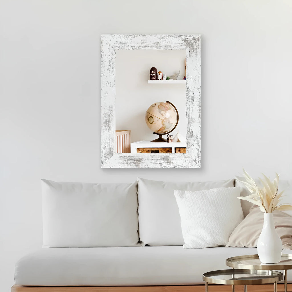 Little white wall-mounted dressing mirror with modern pastoral style and retro Chinese design elements