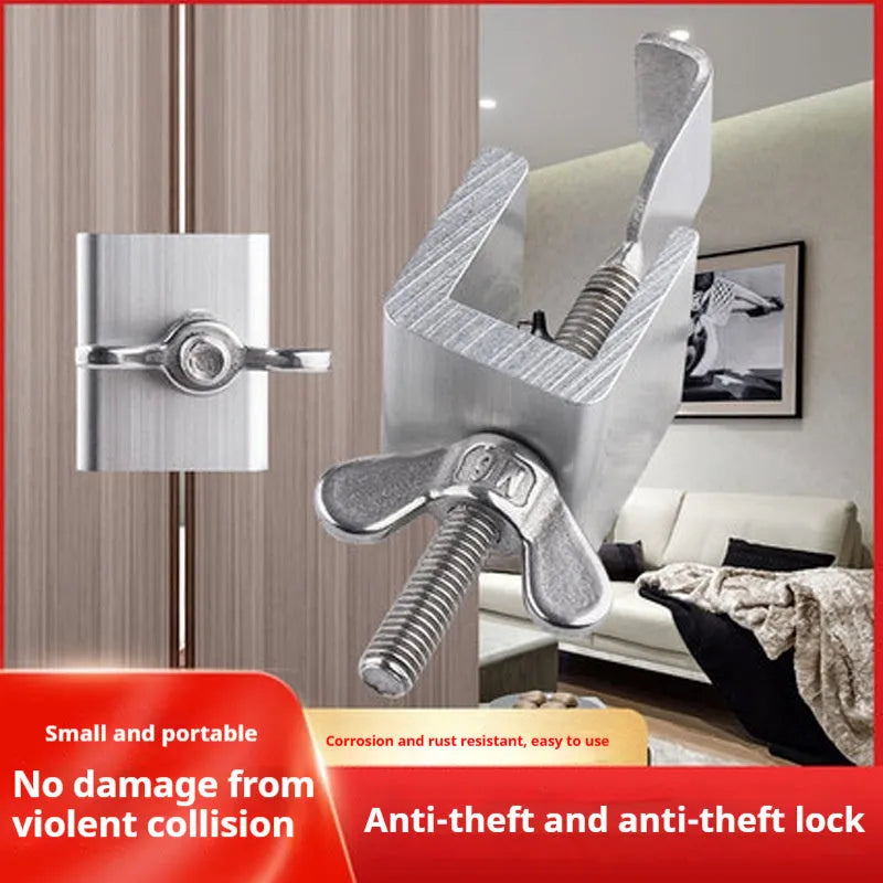 Portable stainless steel and aluminium alloy door stopper security lock for hotel travel