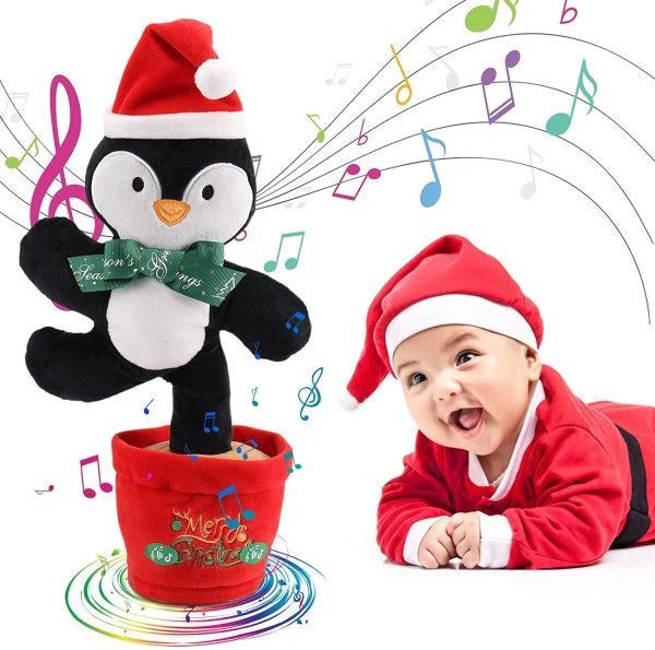 Interactive Christmas plush toy with singing and recording features