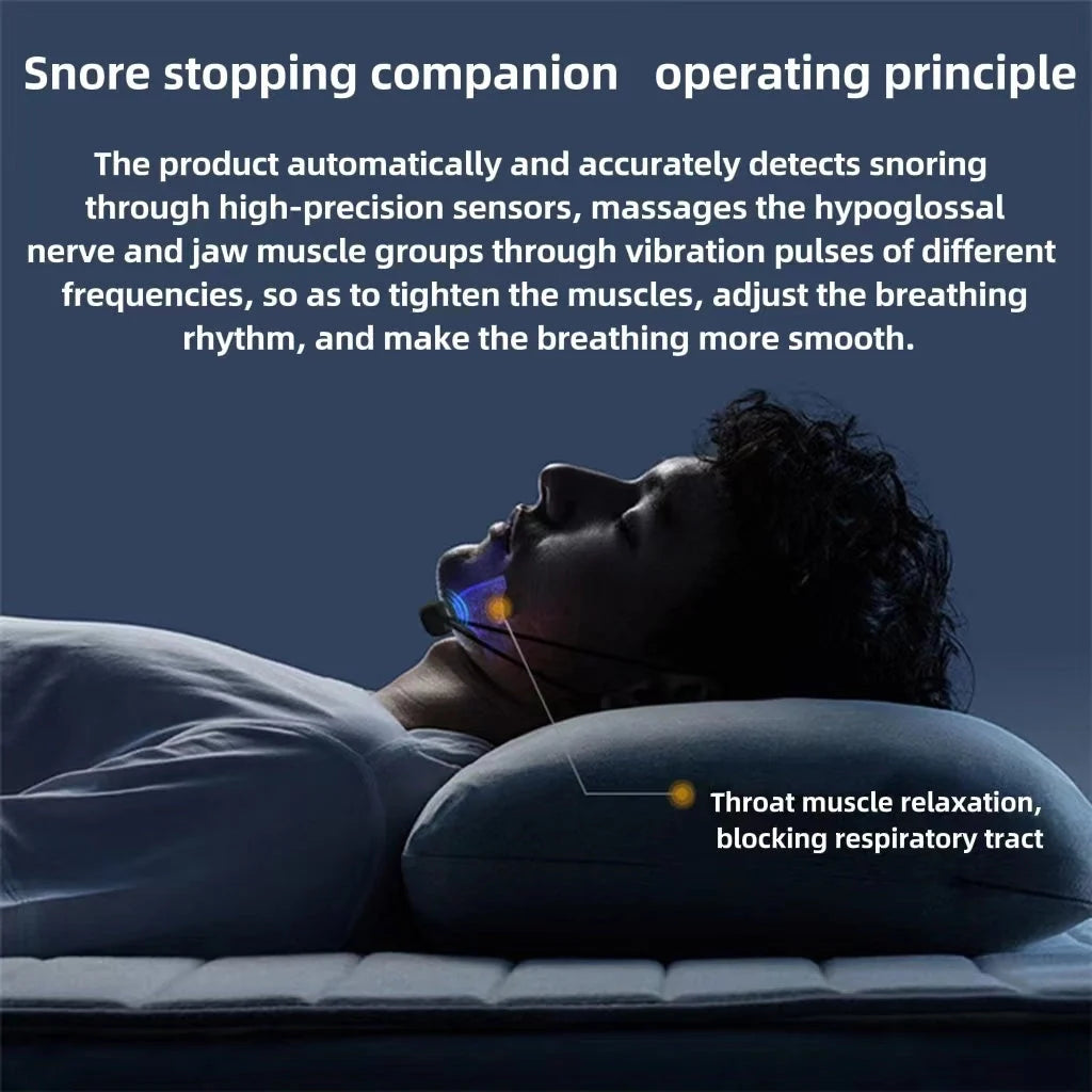 Smart Anti-Snoring Device with EMS Pulse Technology in black