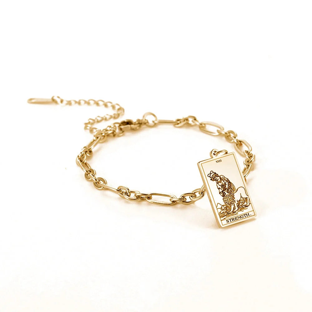 12 Tarot Card Series Stainless Steel Bracelet with 18K Gold Plating