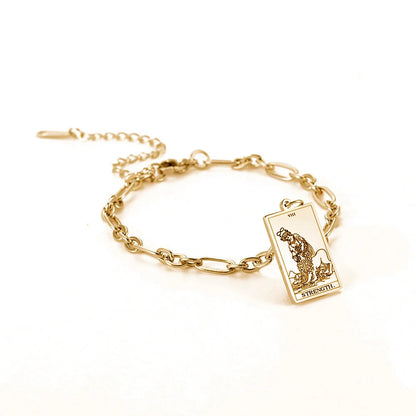 12 Tarot Card Series Stainless Steel Bracelet with 18K Gold Plating