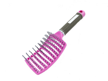 Anti Static Bending Nylon Women's Wet Curly Tangled Hair Brush Styling Tool in PinkPurple