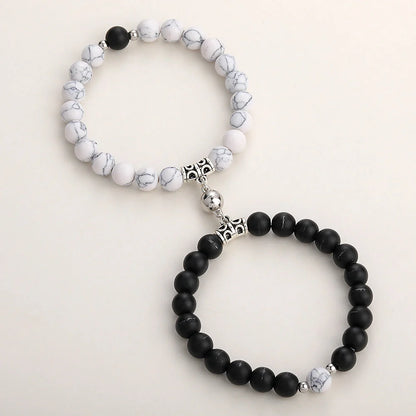 Magnetic couple bracelets with natural zircon stones and vibration feature