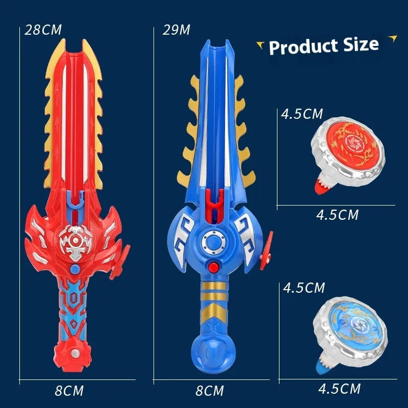 Plastic gyro toy with launcher and red battle plate for children ages 7-14