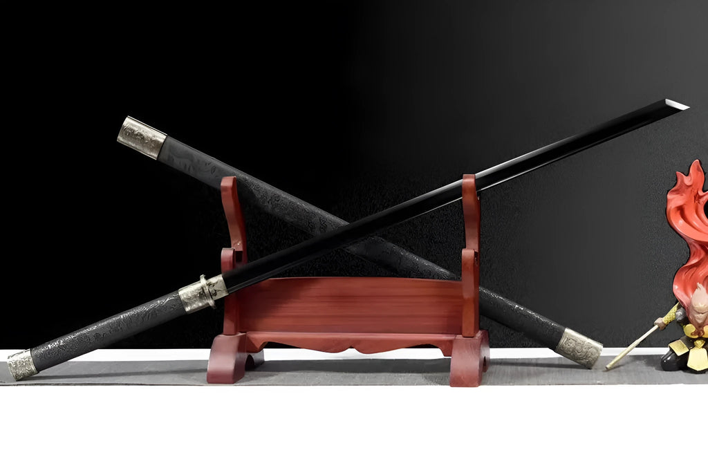 Taizong Tang Dynasty horizontal sword with 105cm 65 manganese steel blade in solid wood scabbard