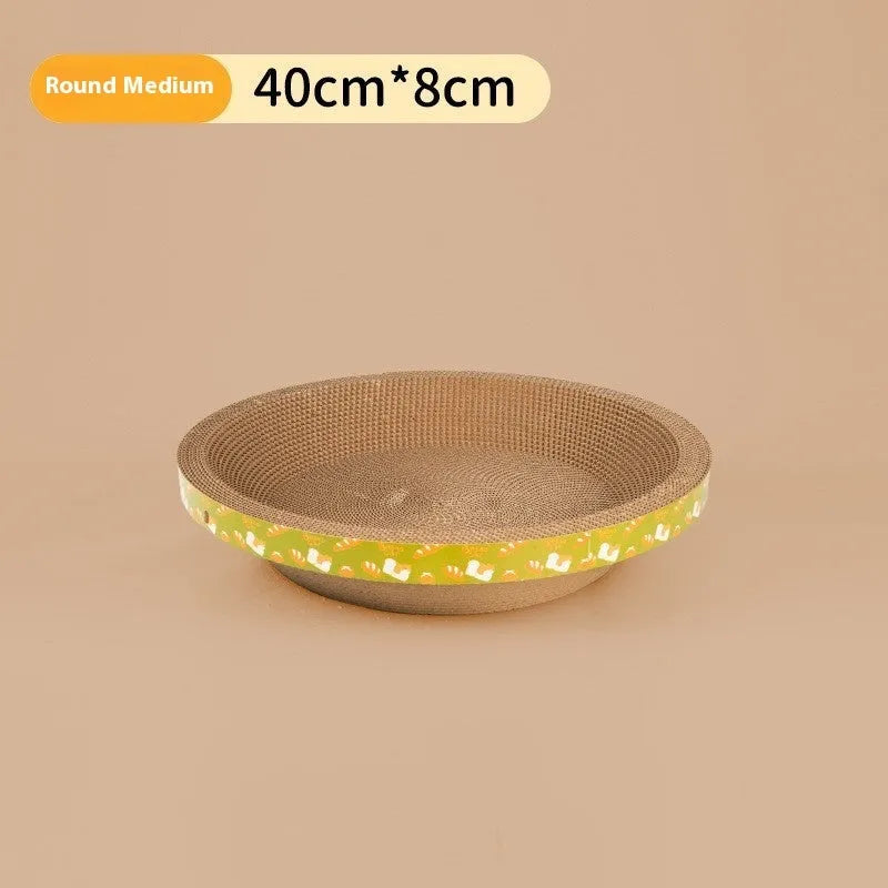 Cat scratch board and nest integrated toy in corrugated paper, round size, simple design