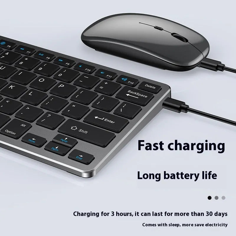 Ultra-thin wireless keyboard and mouse combo set in black, gun colour or silver with USB receiver and keyboard cover