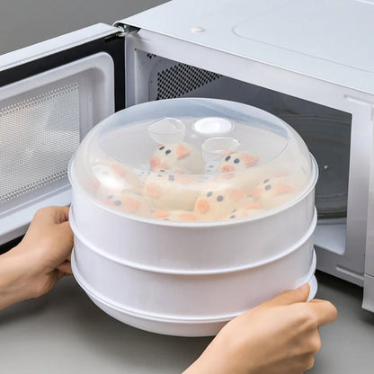 Modern minimalist microwave steamer box in white, available in 1, 2, or 3 layers