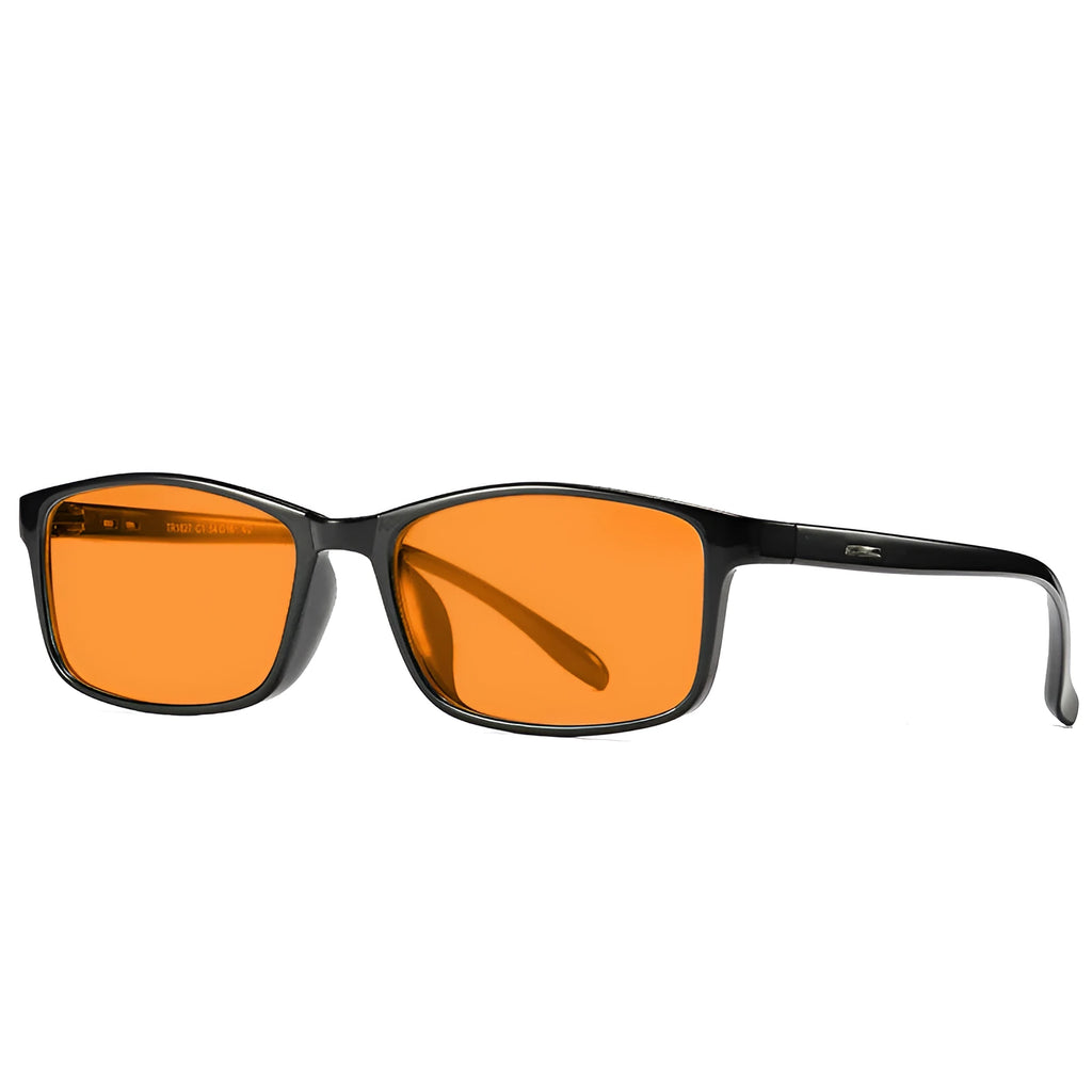 Orange tinted blue light glasses in a full rim frame with four colour options C1 C2 C3 C4